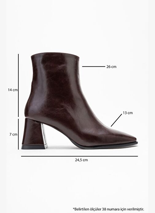 ARVEN Bordo Cilt Kadın Kalın Topuklu Bot - Görsel 7