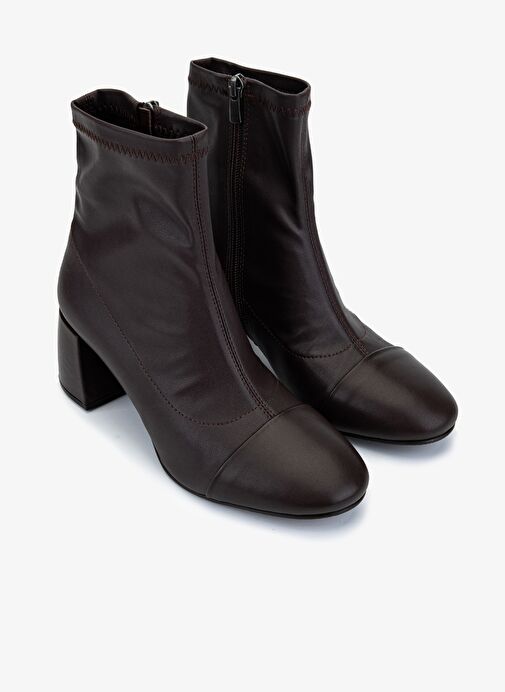 Valmenti Kadın Deri & Suni Kahverengi Topuklu Bot - Görsel 3