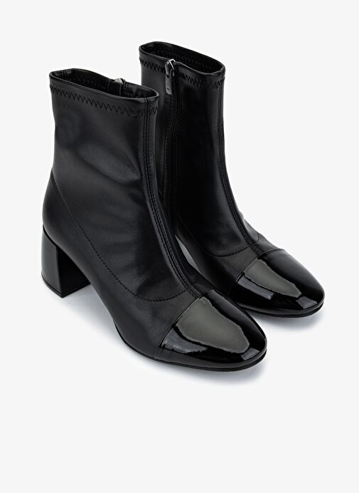 Valmenti Kadın Deri & Suni Siyah Topuklu Bot - Görsel 3
