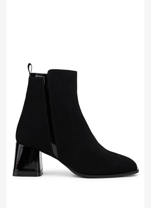 Tamer Tanca Kadın Hakiki Deri Siyah Süet Topuklu Bot - Görsel 2