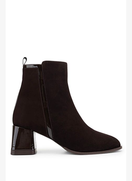 Tamer Tanca Kadın Hakiki Deri Kahverengi Süet Topuklu Bot - Görsel 2