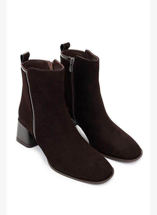 Tamer Tanca Kadın Hakiki Deri Kahverengi Süet Topuklu Bot - Görsel 3