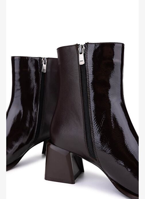 Tamer Tanca Kadın Hakiki Deri Kahverengi Topuklu Bot - Görsel 5