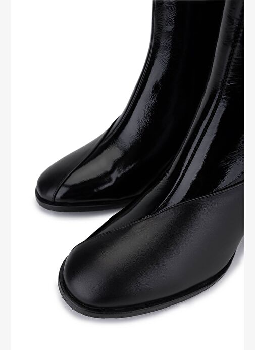 Tamer Tanca Kadın Hakiki Deri Siyah Topuklu Bot - Görsel 4