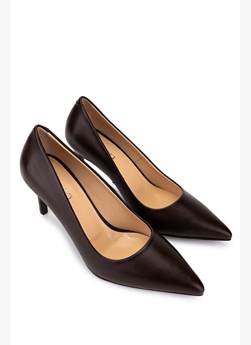 Tamer Tanca Kadın Hakiki Deri Kahverengi Topuklu Ayakkabı - Görsel 3