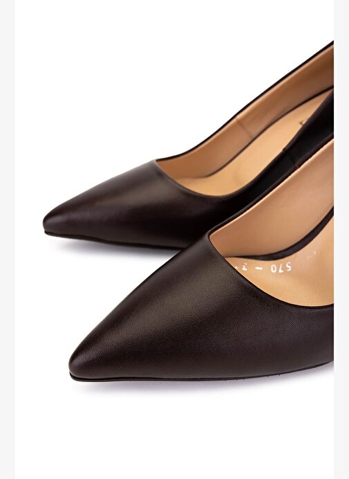 Tamer Tanca Kadın Hakiki Deri Kahverengi Topuklu Ayakkabı - Görsel 4