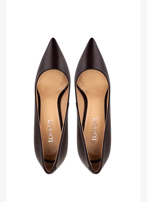 Tamer Tanca Kadın Hakiki Deri Kahverengi Topuklu Ayakkabı - Görsel 6