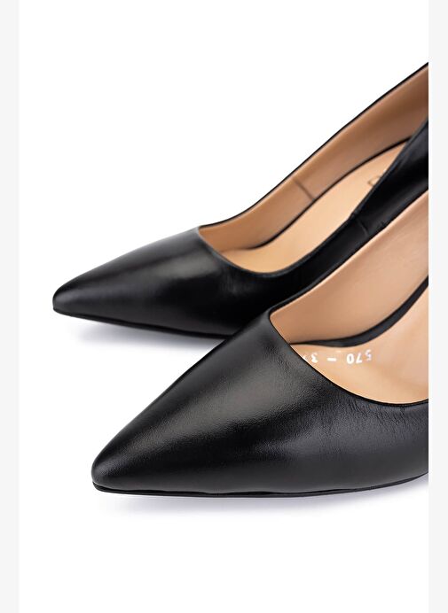 Tamer Tanca Kadın Hakiki Deri Siyah Topuklu Ayakkabı - Görsel 4