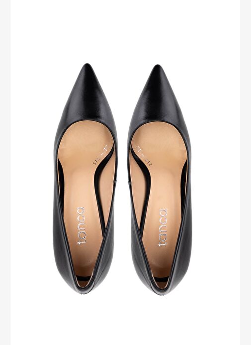 Tamer Tanca Kadın Hakiki Deri Siyah Topuklu Ayakkabı - Görsel 6