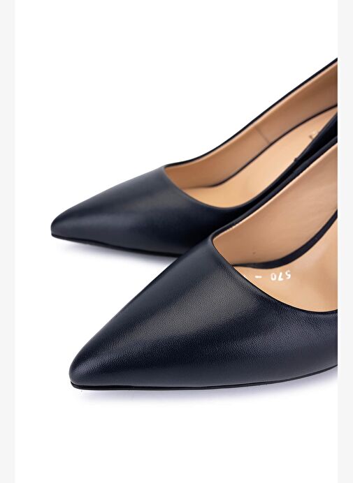 Tamer Tanca Kadın Hakiki Deri Lacivert Deri Topuklu Ayakkabı - Görsel 4