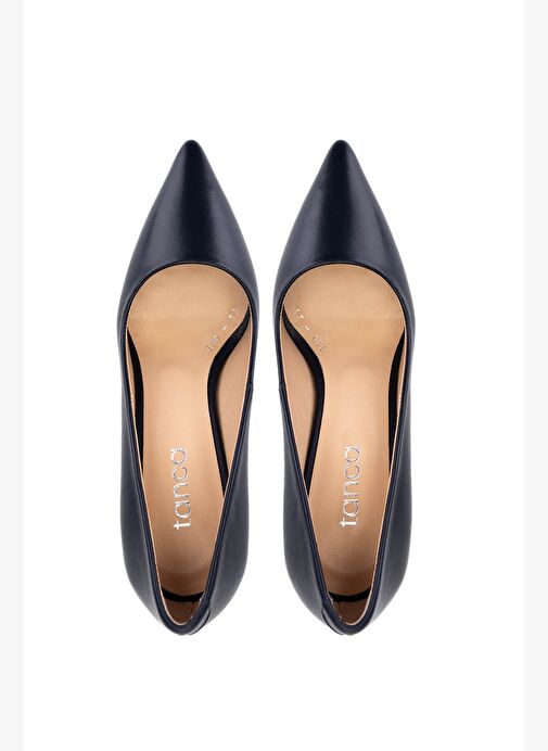 Tamer Tanca Kadın Hakiki Deri Lacivert Deri Topuklu Ayakkabı - Görsel 6
