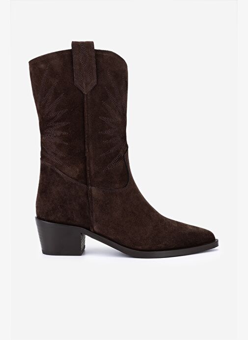 Valmenti Kadın Hakiki Deri Kahverengi Süet Western Bot - Görsel 2