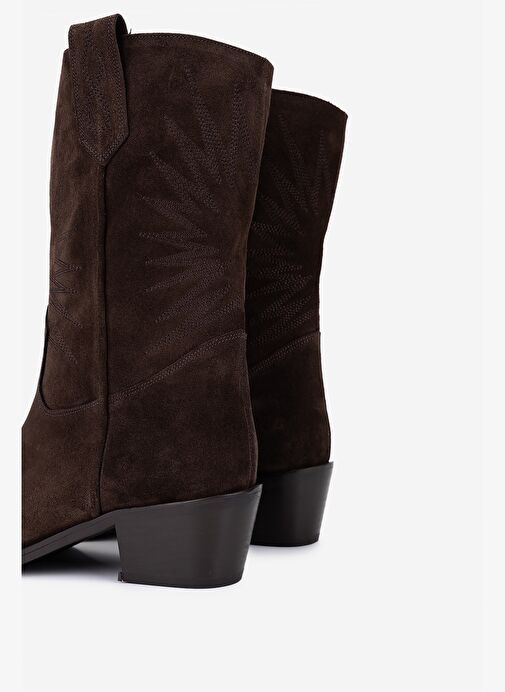 Valmenti Kadın Hakiki Deri Kahverengi Süet Western Bot - Görsel 5