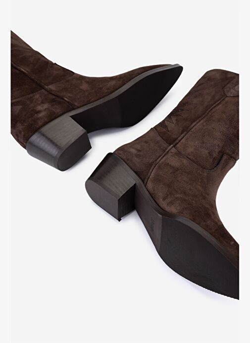 Valmenti Kadın Hakiki Deri Kahverengi Süet Western Bot - Görsel 6