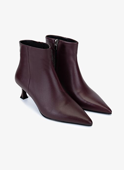 Valmenti Kadın Hakiki Deri Bordo Topuklu Bot - Görsel 3