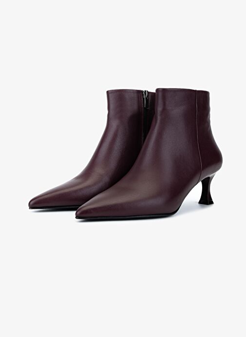 Valmenti Kadın Hakiki Deri Bordo Topuklu Bot - Görsel 5
