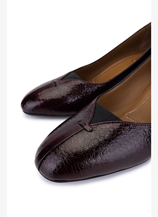 Tamer Tanca Kadın Hakiki Deri Bordo Klasik Ayakkabı - Görsel 4