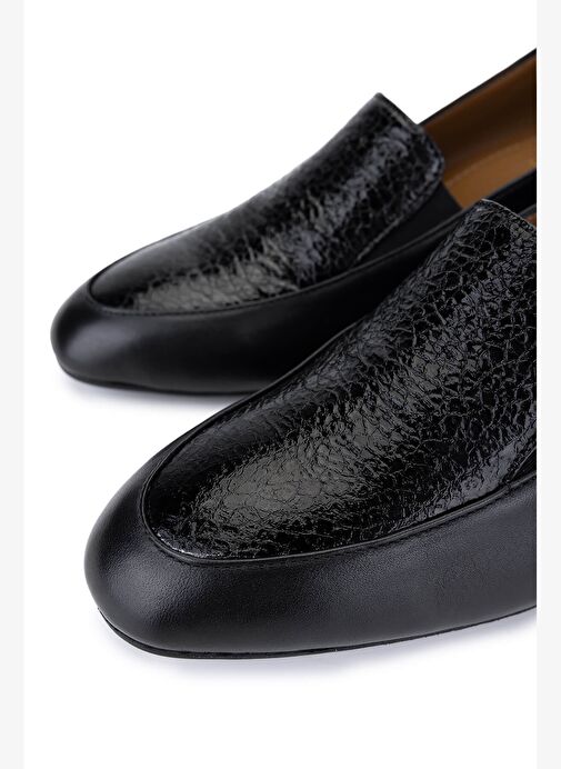 Tamer Tanca Kadın Hakiki Deri Siyah Klasik Ayakkabı - Görsel 4