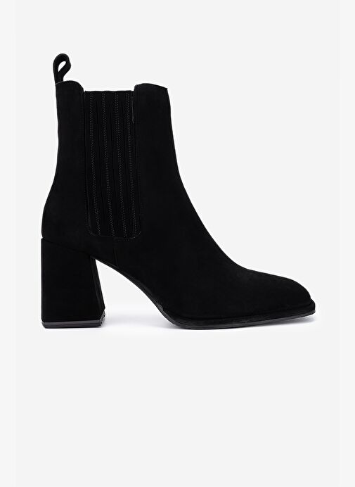 Valmenti Kadın Hakiki Deri Siyah Süet Topuklu Bot - Görsel 2