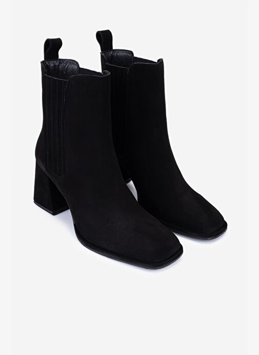 Valmenti Kadın Hakiki Deri Siyah Süet Topuklu Bot - Görsel 3