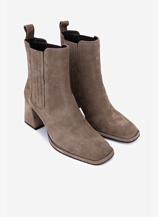 Valmenti Kadın Hakiki Deri Vizon Süet Topuklu Bot - Görsel 3