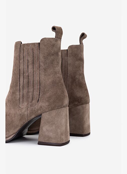 Valmenti Kadın Hakiki Deri Vizon Süet Topuklu Bot - Görsel 5