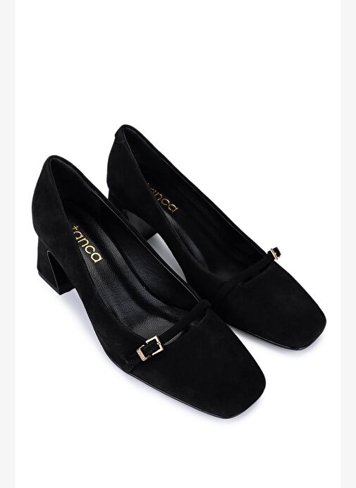 Tamer Tanca Kadın Hakiki Deri Siyah Süet Klasik Ayakkabı - Görsel 3