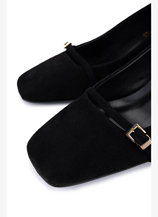 Tamer Tanca Kadın Hakiki Deri Siyah Süet Klasik Ayakkabı - Görsel 4