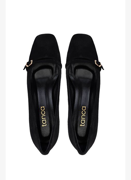 Tamer Tanca Kadın Hakiki Deri Siyah Süet Klasik Ayakkabı - Görsel 6