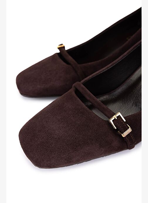 Tamer Tanca Kadın Hakiki Deri Kahverengi Süet Klasik Ayakkabı - Görsel 4