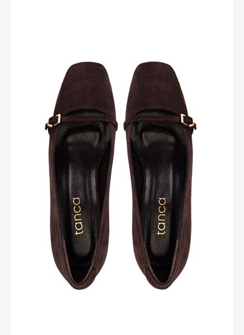 Tamer Tanca Kadın Hakiki Deri Kahverengi Süet Klasik Ayakkabı - Görsel 6