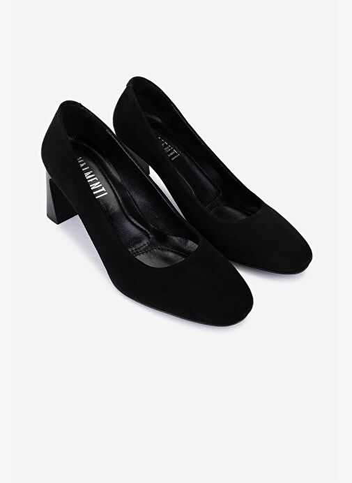 Valmenti Kadın Hakiki Deri Siyah Süet Topuklu Ayakkabı - Görsel 3