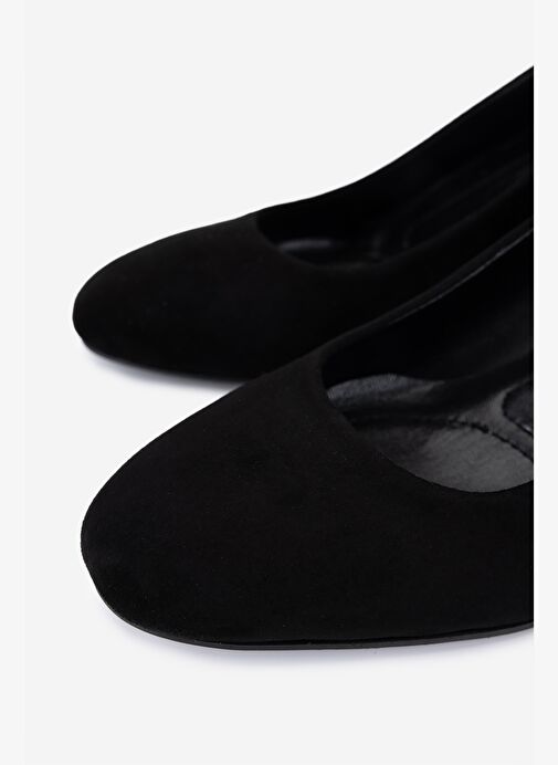 Valmenti Kadın Hakiki Deri Siyah Süet Topuklu Ayakkabı - Görsel 4