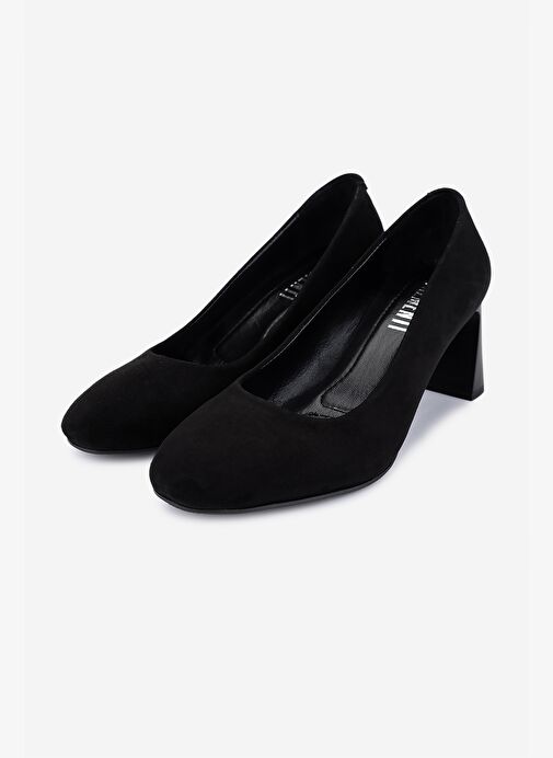 Valmenti Kadın Hakiki Deri Siyah Süet Topuklu Ayakkabı - Görsel 6