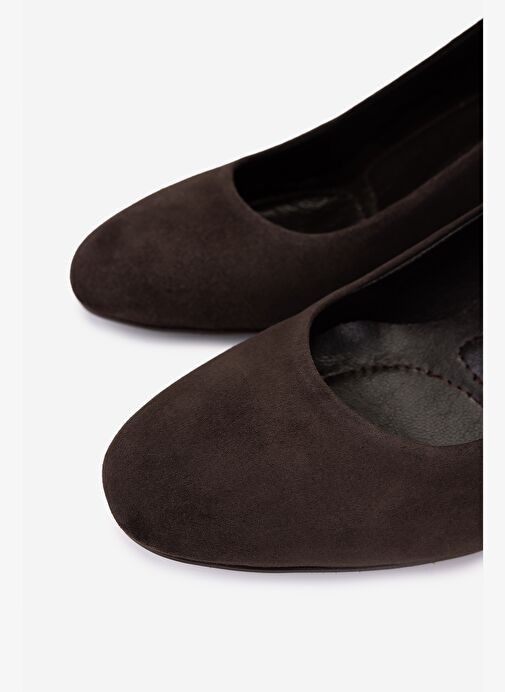 Valmenti Kadın Hakiki Deri Kahverengi Süet Topuklu Ayakkabı - Görsel 4