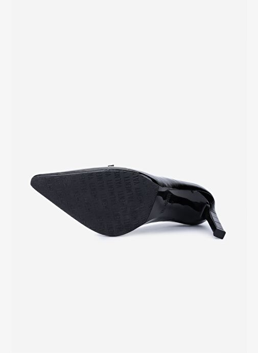 Valmenti Kadın Hakiki Deri Siyah Kroko Stiletto Ayakkabı - Görsel 5