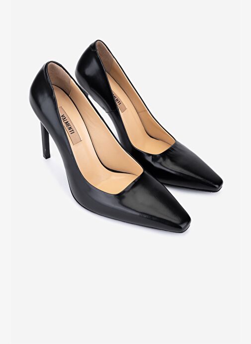 Valmenti Kadın Hakiki Deri Siyah Açma Stiletto Ayakkabı - Görsel 3
