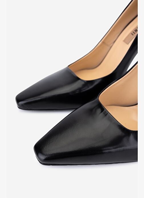 Valmenti Kadın Hakiki Deri Siyah Açma Stiletto Ayakkabı - Görsel 4