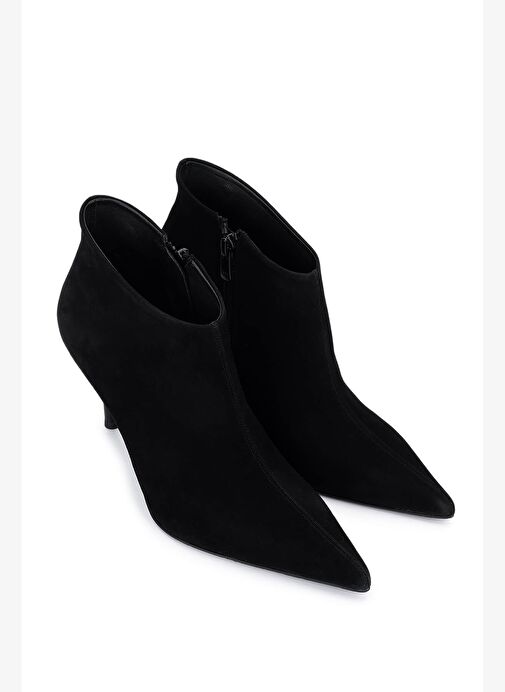 Tamer Tanca Kadın Siyah Süet Topuklu Bot - Görsel 3