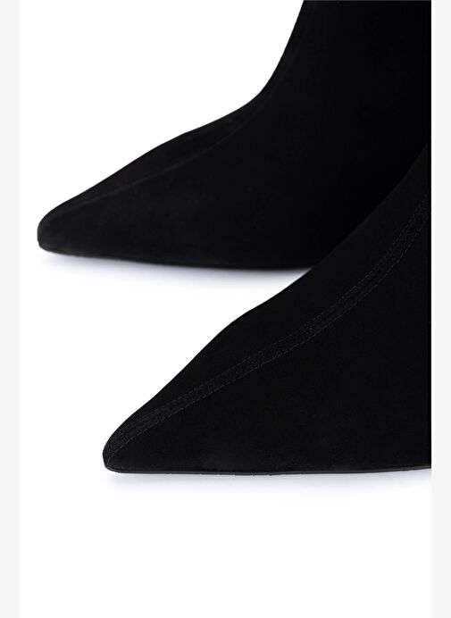 Tamer Tanca Kadın Siyah Süet Topuklu Bot - Görsel 4