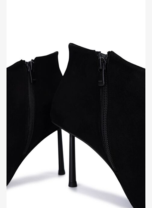 Tamer Tanca Kadın Siyah Süet Topuklu Bot - Görsel 6