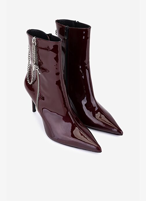 Valmenti Kadın Hakiki Deri Bordo Topuklu Bot - Görsel 3