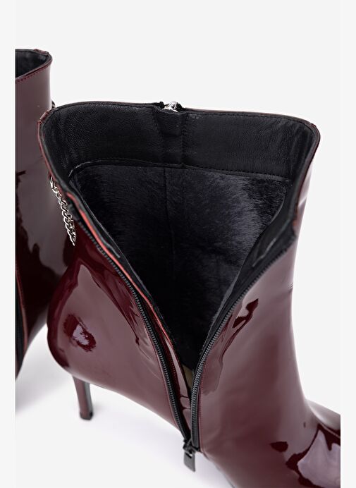 Valmenti Kadın Hakiki Deri Bordo Topuklu Bot - Görsel 5