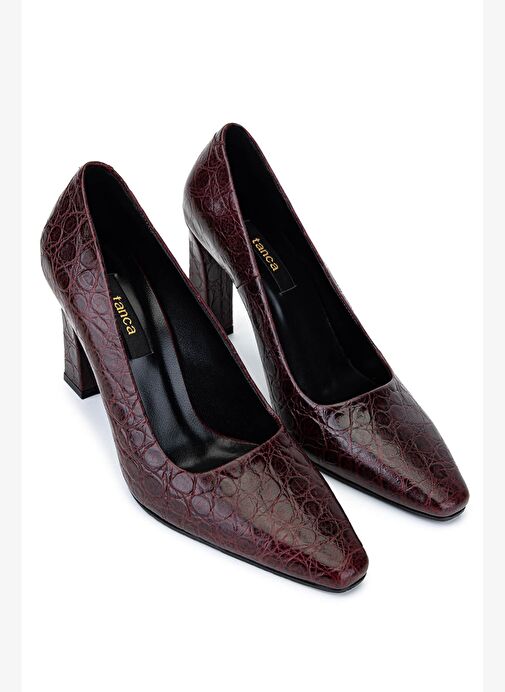 Tamer Tanca Kadın Bordo Rugan Topuklu Ayakkabı - Görsel 3
