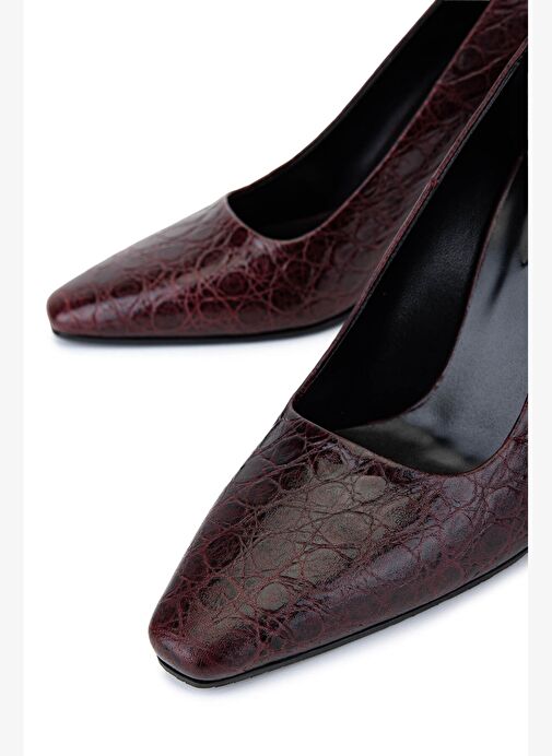 Tamer Tanca Kadın Bordo Rugan Topuklu Ayakkabı - Görsel 5