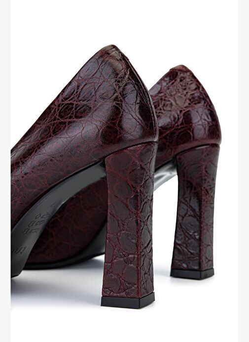 Tamer Tanca Kadın Bordo Rugan Topuklu Ayakkabı - Görsel 6