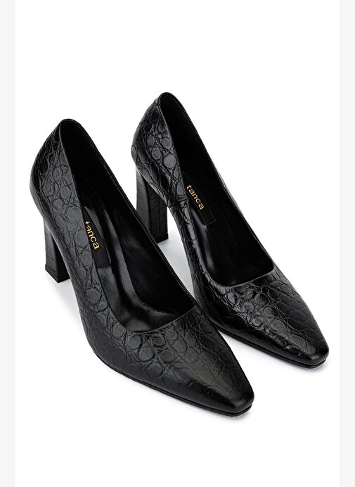 Tamer Tanca Kadın Siyah Rugan Topuklu Ayakkabı - Görsel 3