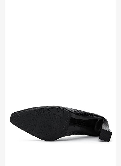 Tamer Tanca Kadın Siyah Rugan Topuklu Ayakkabı - Görsel 4