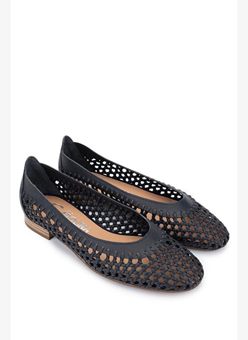 Donna Carolina Kadın Hakiki Deri Lacivert Babet Ayakkabı - Görsel 3