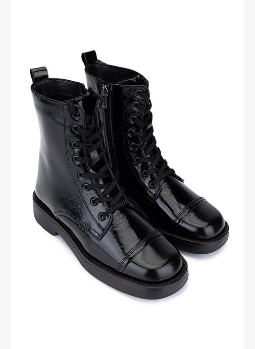 Tamer Tanca Kadın Siyah Rugan Casual Bot - Görsel 3